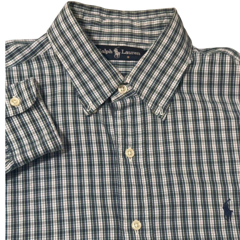 Ralph‎ Lauren Men's Size Large Green Plaid Button Down Shirt